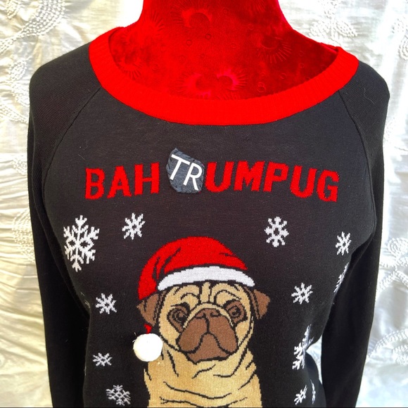 Custom Trump Pug Political Ugly Christmas Sweater One of a Kind - Picture 2 of 15